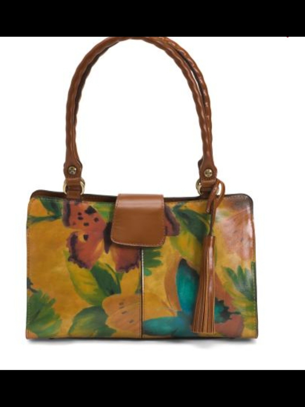 Patricia Nash Rienzo Butterfly Hand-Painted Leather Shoulder Bag with Tassel